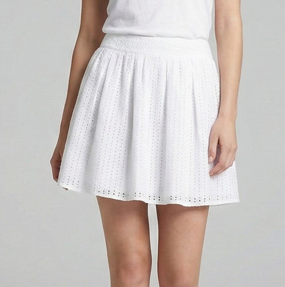 Liz Claiborne Petite 14P 100% Cotton White Eyelet Skirt Lined